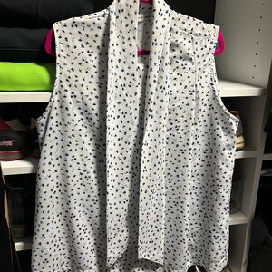 Jason Wu White Sleeveless Blouse with Blue Floral Print